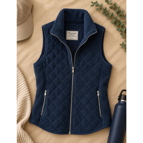 Abercrombie & Fitch Jackets & Blazers - Abercrombie & Fitch Women’s Soft Shell Quilted Fleece Zip-Up Vest Black Size S
